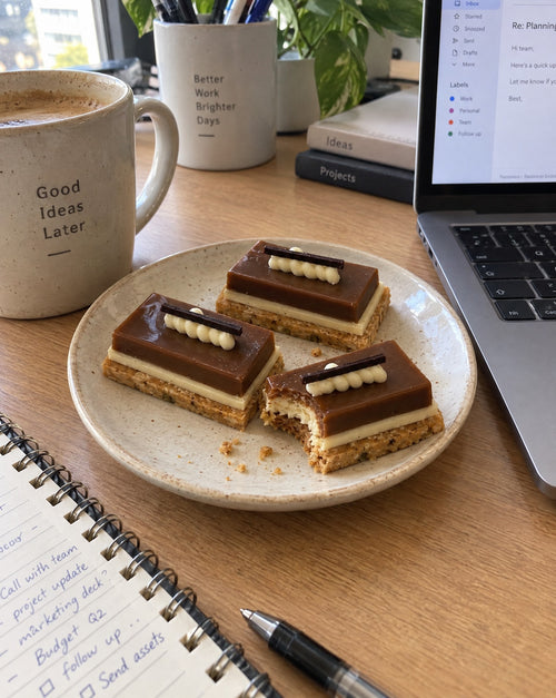Dulce Carambar pastries on an office desk