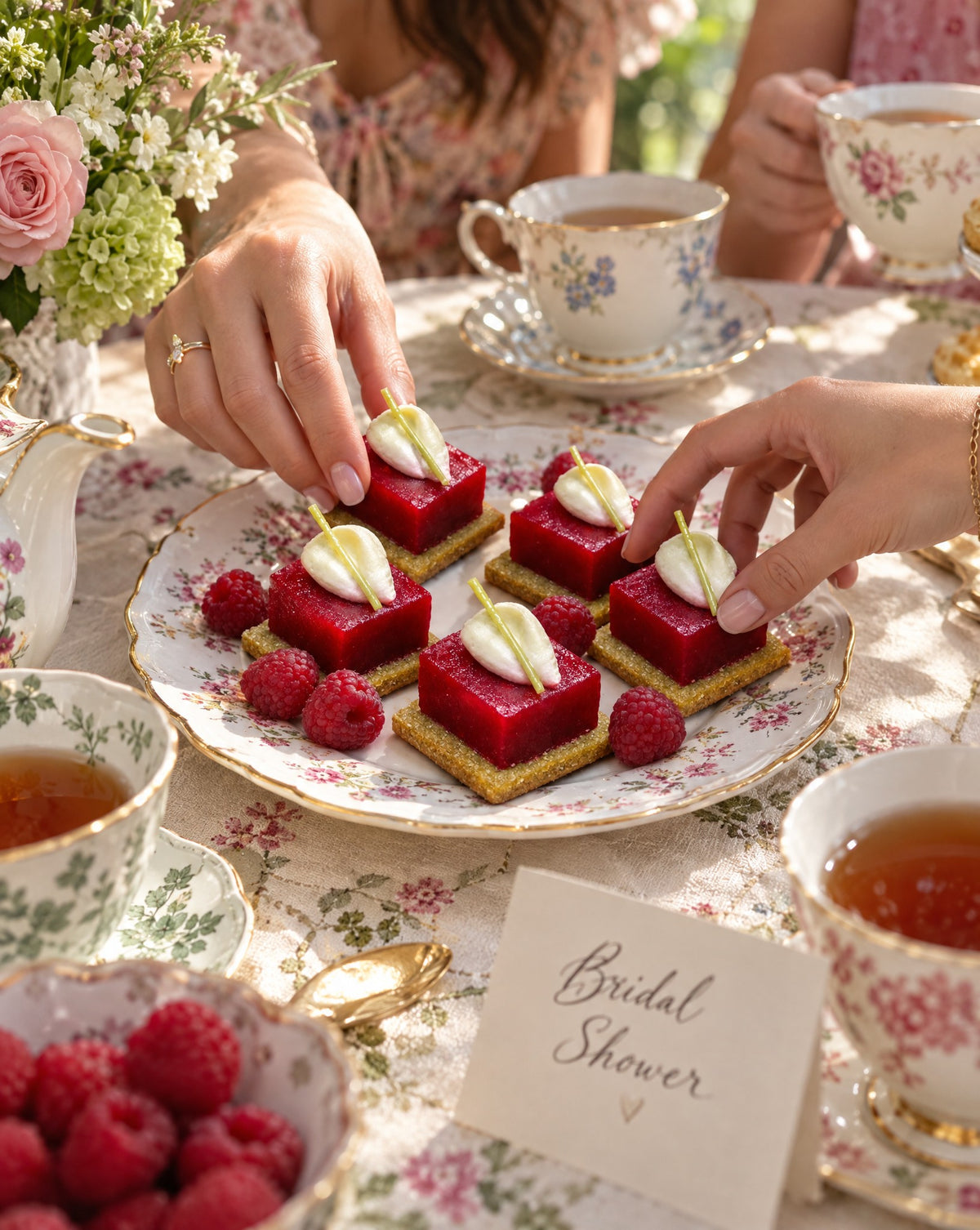 Raspberry verbena pastries at a bridal shower