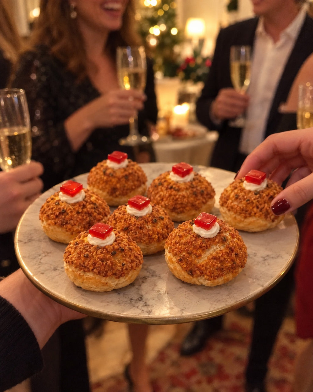 Rosso mini puffs at a holiday cocktail party