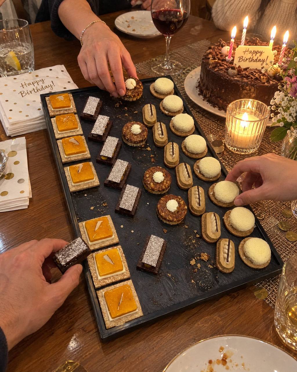 Mixed dessert platter at a birthday party