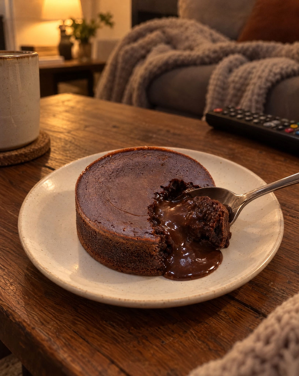 Chocolate lava cake with molten center at home